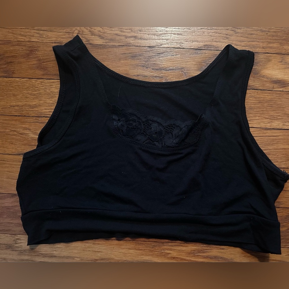Halftee black peekaboo lace reversible large